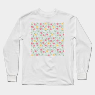 Flowers Pink and Yellow Long Sleeve T-Shirt